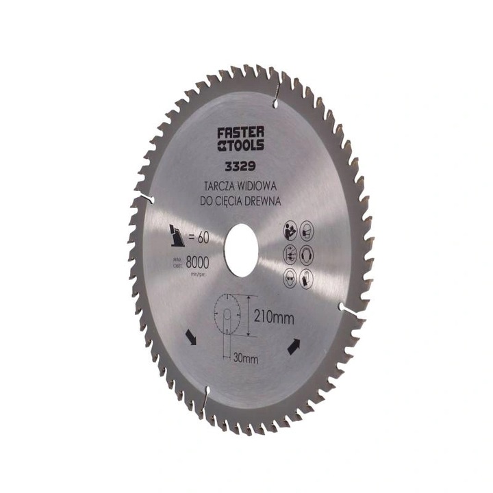 Disc pentru ferastrau circular diametru 210x30mm gaura 60 dinti Faster Tools