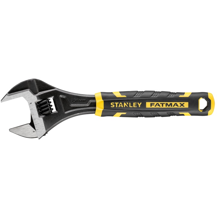 STANLEY Fatmax FMHT13127-0 állítható csavarkulcs, 250 mm, 13", A pofák szélessége a mutató- és hüvelykujjal forgatható állítókerékkel pontosan a kívánt méretre finomhangolható, Gyors beállítás: gyors és precíz beállítást biztosít
