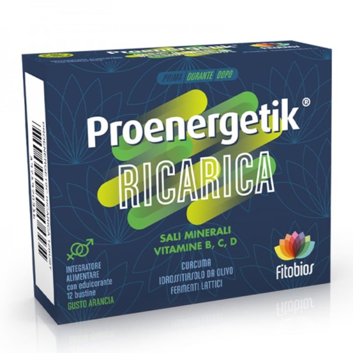 Хранителна добавка Fitobios, Proenergetik - Калий 300 mg + Магнезий 90 mg + Витамин C 80 mg – Енергия и електролитен баланс при натоварване, 12 сашета
