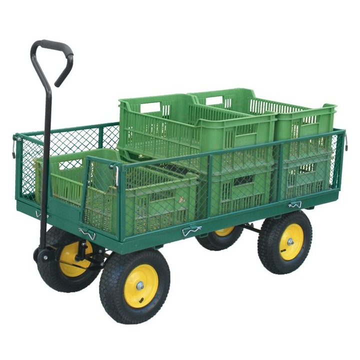 Összecsukható acél kerti kocsi, 300 kg teherbírás, méretek 1250x650x320 mm