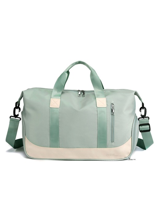Unisex sporttáska, Oxford, cipő- és nedves rekesz, zöld, 47x22x25 cm
