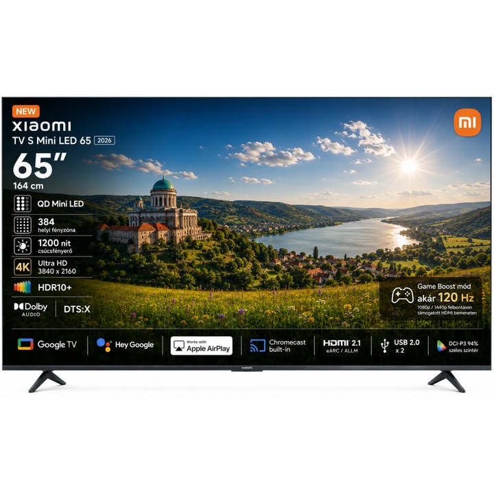 Xiaomi 65" 2026, 4K UHD AI Okos TV, 164 cm képátló, 60 Hz, Wifi, HDMI, Falra szerelhető