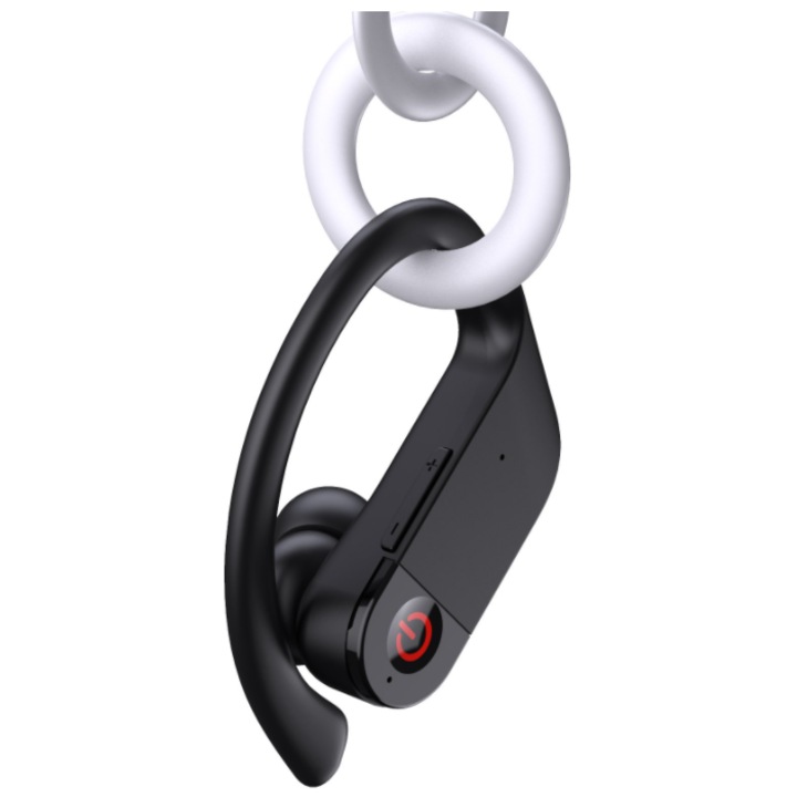 Vezeték nélküli sport fülhallgató, Bluetooth 5.0, sztereó hangzás, fekete, 10 óra, 950mAh töltőtokkal