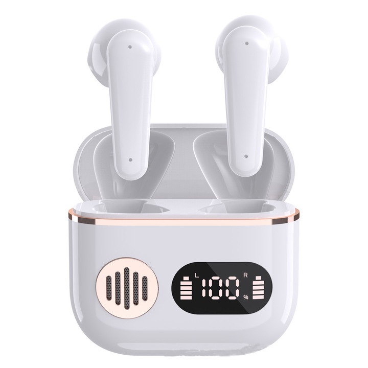 Vezeték nélküli in-ear Bluetooth 5.2 fülhallgató, sztereó hangzás, akkumulátor kijelző, fekete
