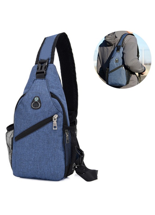 Rucsac crossbody multifunctional ajustabil, rezistent la apa, negru, 25x15x10cm