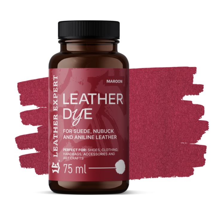 Festék szamethez, nubukhoz és anilin bőrhöz, maroon színű, 75 ml, Leather Expert bőrfesték, Le-21-D75Mr