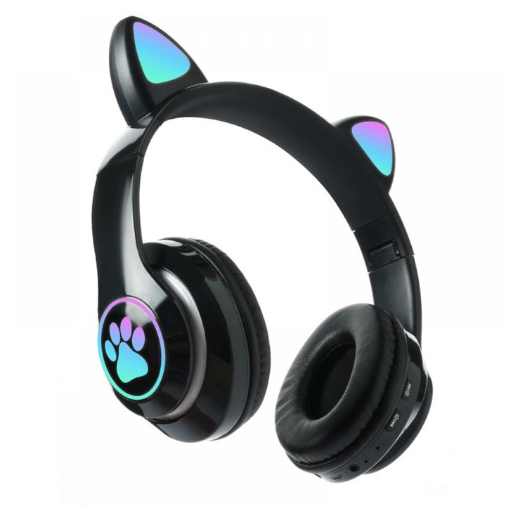 STN-28 vezeték nélküli Bluetooth fejhallgató macskafülekkel, memóriahabbal, fekete