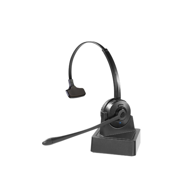 Bluetooth irodai fejhallgató, hameco HS-8600, zajszűrő, állítható mikrofonnal, fekete