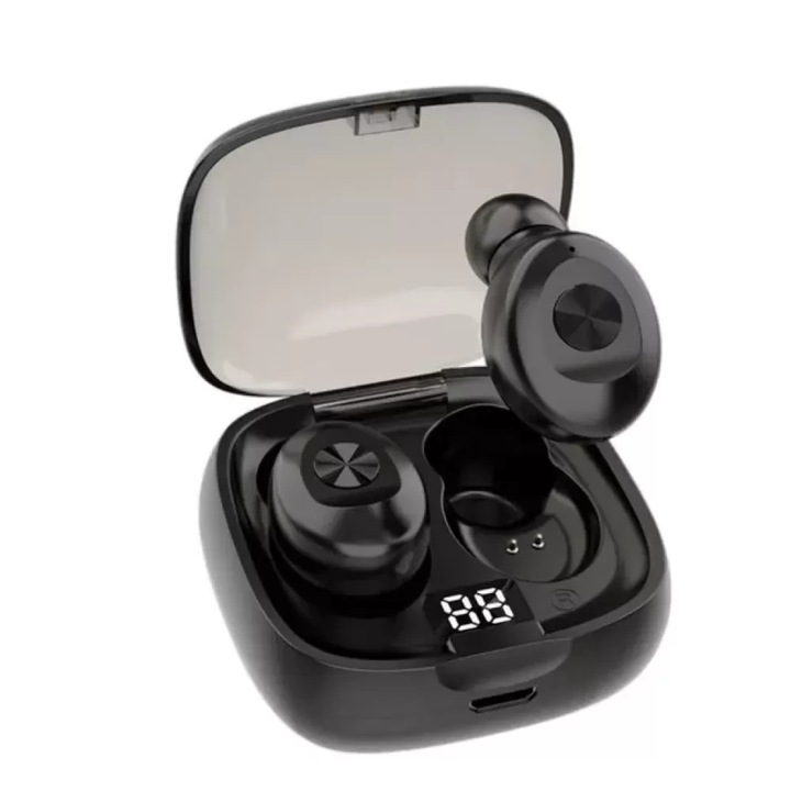 Vezeték nélküli in-ear fülhallgató, Bluetooth 5.0, RGB világítás, fekete, 12 óra üzemidő