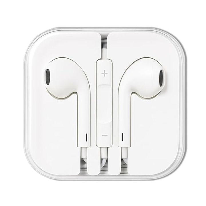 Casti in-ear cu microfon si control volum, alb, 3.5mm