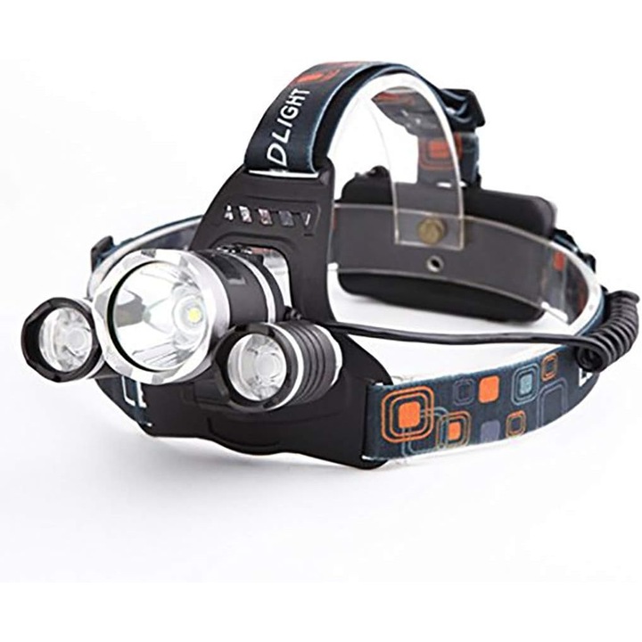 Lanterna frontala reincarcabila ZYBLSSBB LSM2XH1482-GX-184, 9.000 lm, 4 moduri de iluminare (low/mediu/inalt/stroboscop), rotatie 90°, ABS si aliaj de aluminiu, banda reglabila, include incarcator auto si de priza, multicolor