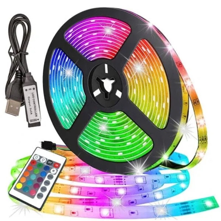 3m-es RGB LED szalag / Fénycsík / LED szalag - 5050 RGB LED szalag + 24 gombos távirányító (30 LED/m) - USB multicolor
