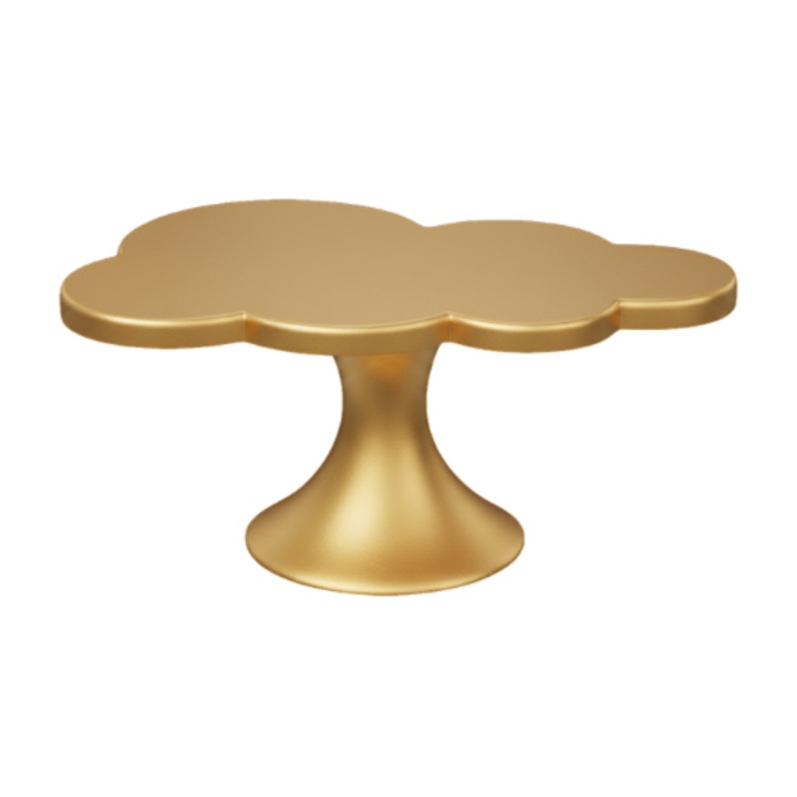 Prémium süteménytartó, tortaállvány típusú, modern felhő alakú design, 200 x 127 x 87 mm - arany