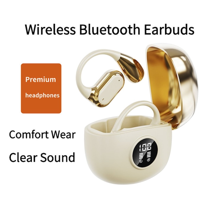 Casti Wireless Elindor® cu Microfon cu Izolarea Zgomotului, In-Ear Casca Bluetooth 5.4, fara Fir, Afisaj Digital, Autonomie 60h, Control Touch, Rezistente la Apa, Ideale pentru Sport, Compatibile Universal, Apple, Samsung, Incarcare USB C, Negru