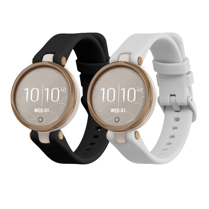 Set 2 curele smartwatch Kwmobile pentru Garmin Lily Sport, curea reglabila, silicon, negru, alb