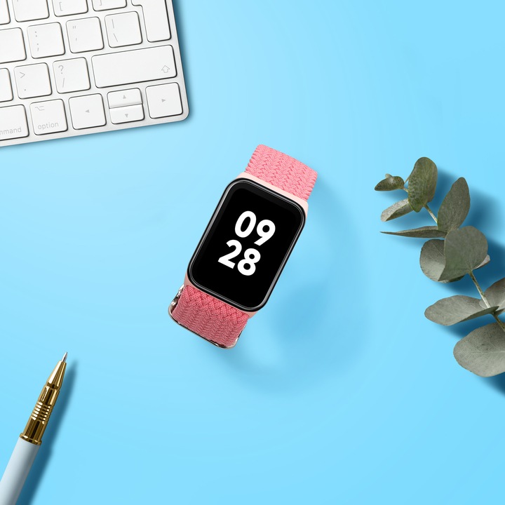 Curea smartwatch Kwmobile pentru Xiaomi Smart Band 8 Pro, Band 9 Pro, Redmi Watch 5, Redmi Watch 4, nailon, roz