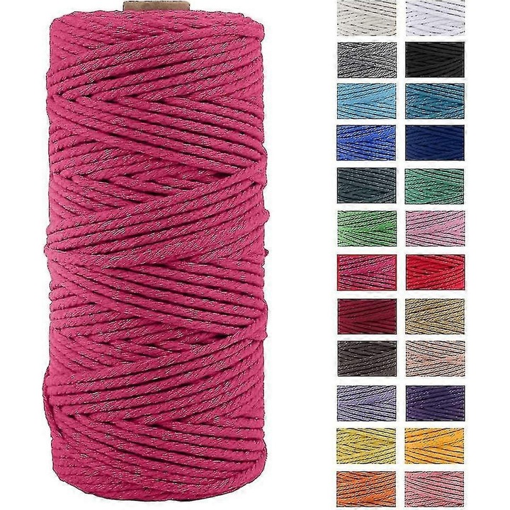 Sfoara macrame bumbac natural 3mmx100m pentru decoratiuni si proiecte DIY