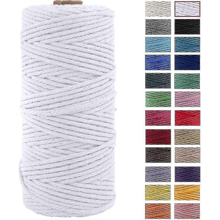 Sfoara macrame bumbac natural 3mmx100m pentru decoratiuni si proiecte DIY