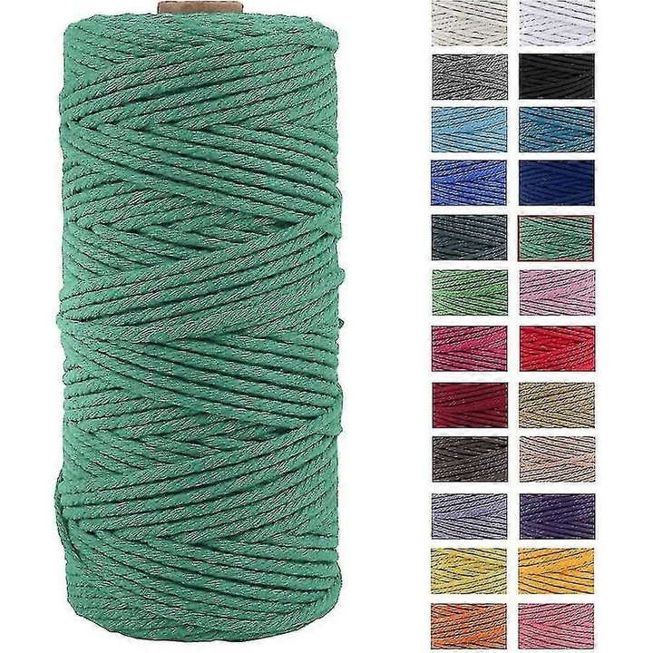 Sfoara macrame bumbac natural 3mmx100m pentru decoratiuni si proiecte DIY