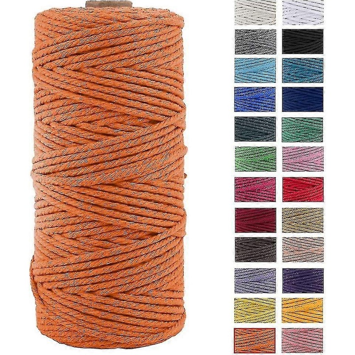 Sfoara macrame bumbac natural 3mmx100m pentru decoratiuni si proiecte DIY