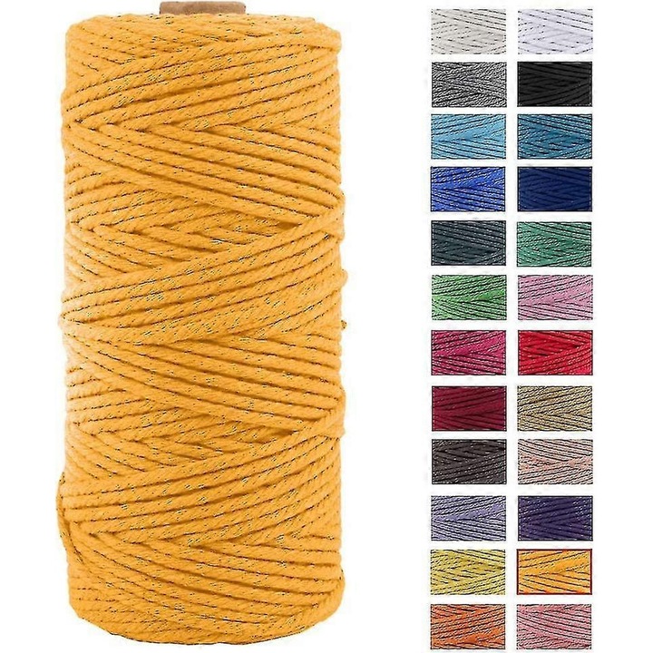 Sfoara macrame bumbac natural 3mmx100m pentru decoratiuni si proiecte DIY