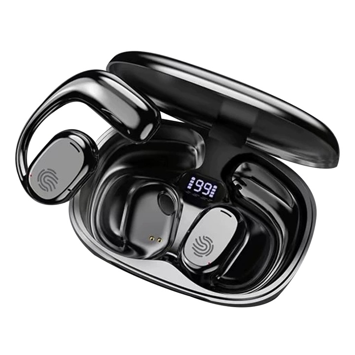 Vezeték nélküli Bluetooth 5.3 fejhallgató, erőteljes hangzás, kényelmes, fekete