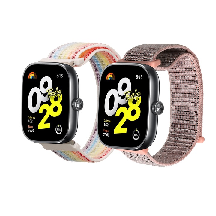 Set 2 curele smartwatch Kwmobile pentru Xiaomi Redmi Watch 4, Band 8 Pro, reglabila, flexibil, nailon, multicolor