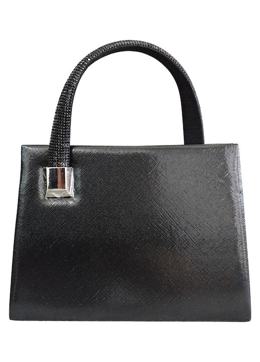 Geanta plic neagra eleganta de seara cu strasuri