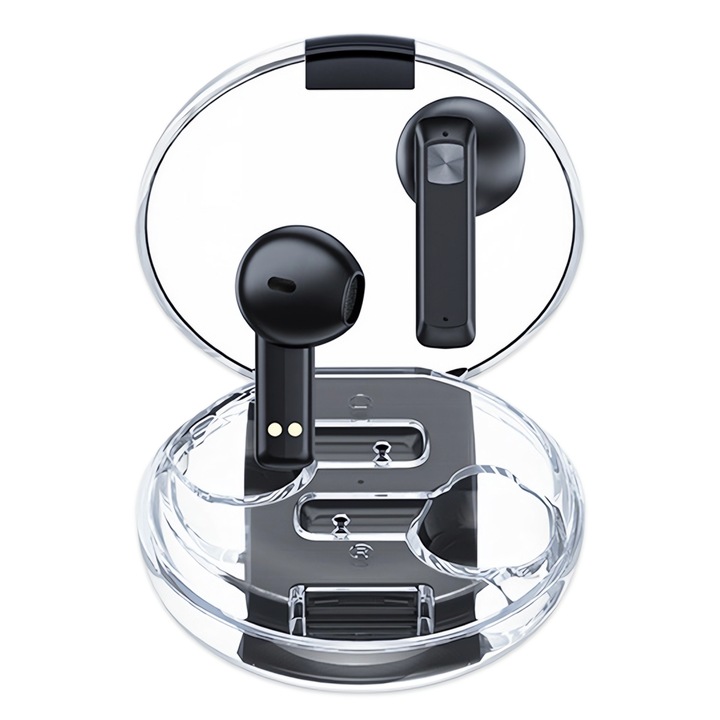 Vezeték nélküli Bluetooth 5.3 fülhallgató, zajszűrés, 20 óra üzemidő, fekete