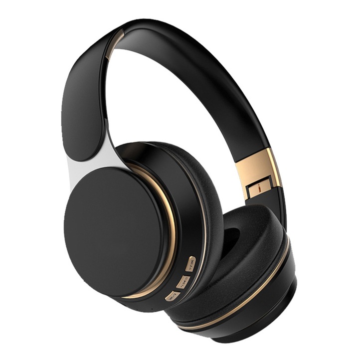 Vezeték nélküli Bluetooth fejhallgató, sztereó, fekete, állítható