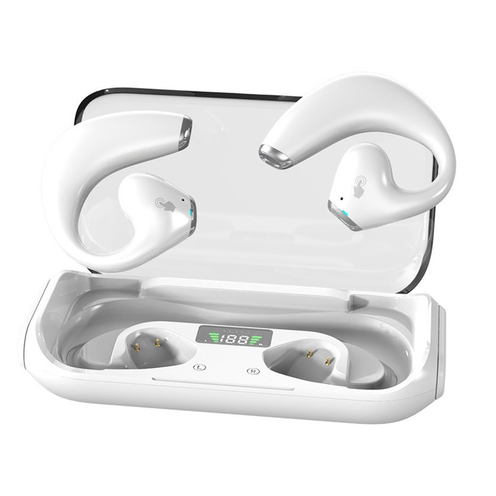 Vezeték nélküli Bluetooth 5.3 fülhallgató, 4-8 óra üzemidő, sztereó hangzás, érintésvezérlés, fekete