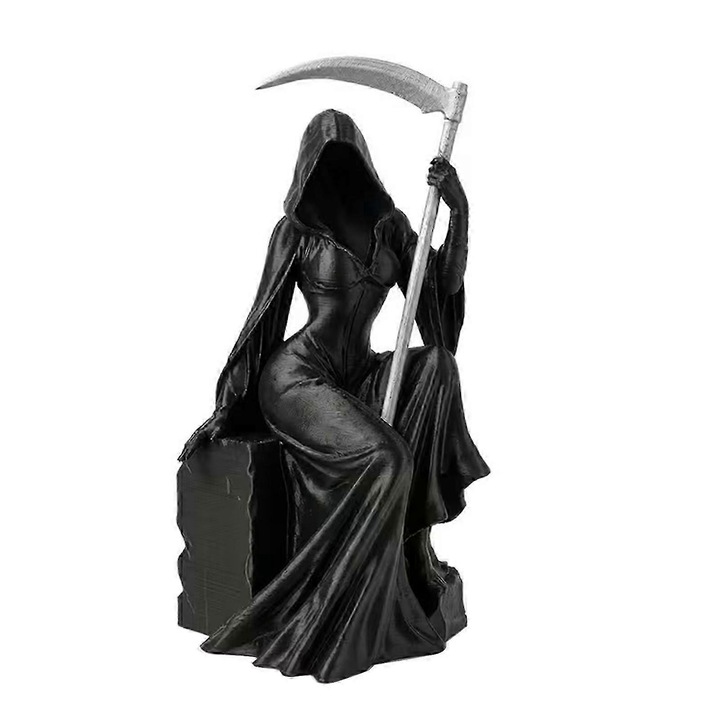 Фигурина Жътварка, 3D, жена, черна, 7x11.5см