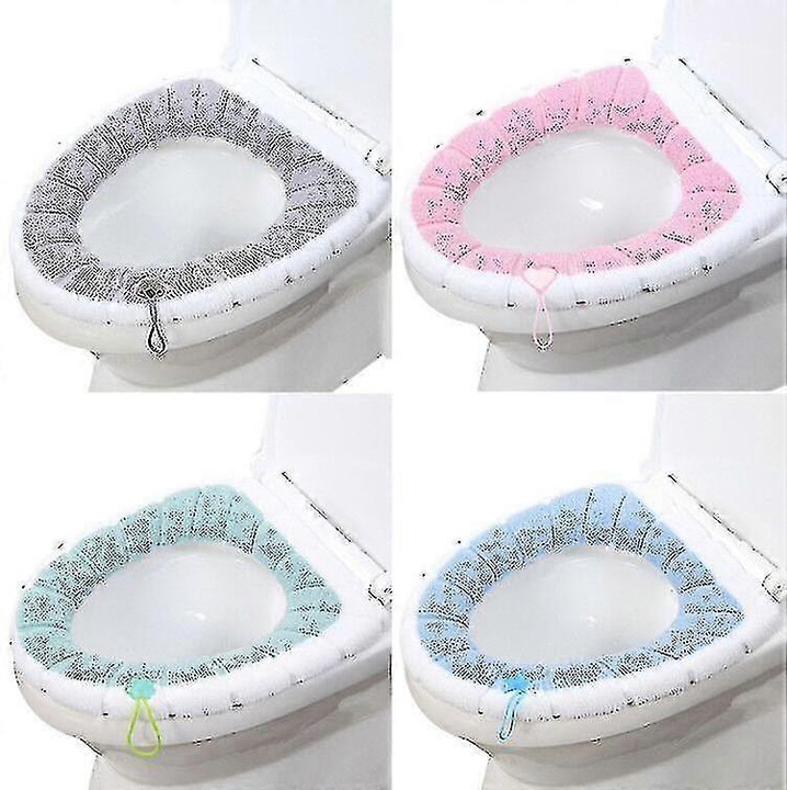Set 4 huse groase pentru scaun WC, manere, multicolor, universal