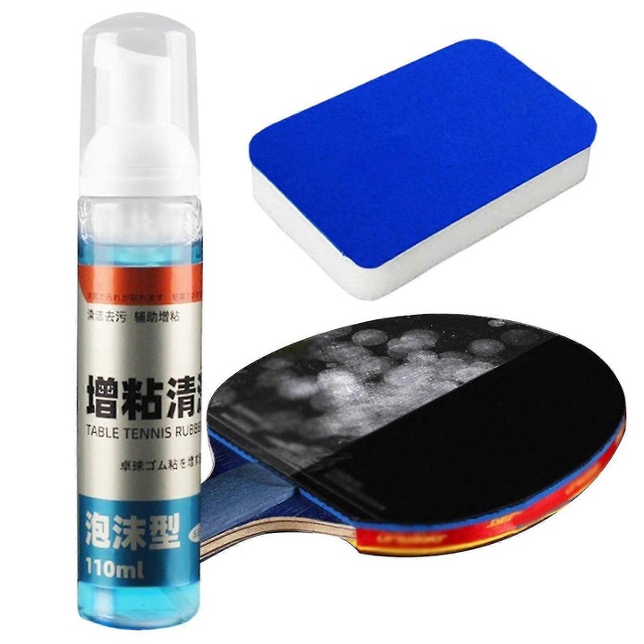 Kit curatare pentru tenis de masa, 110ml, spuma, burete, portabil