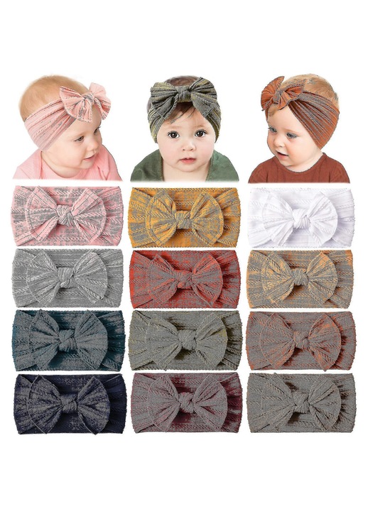 Set 12 bentite copii nylon multicolor elastic 0-3 ani