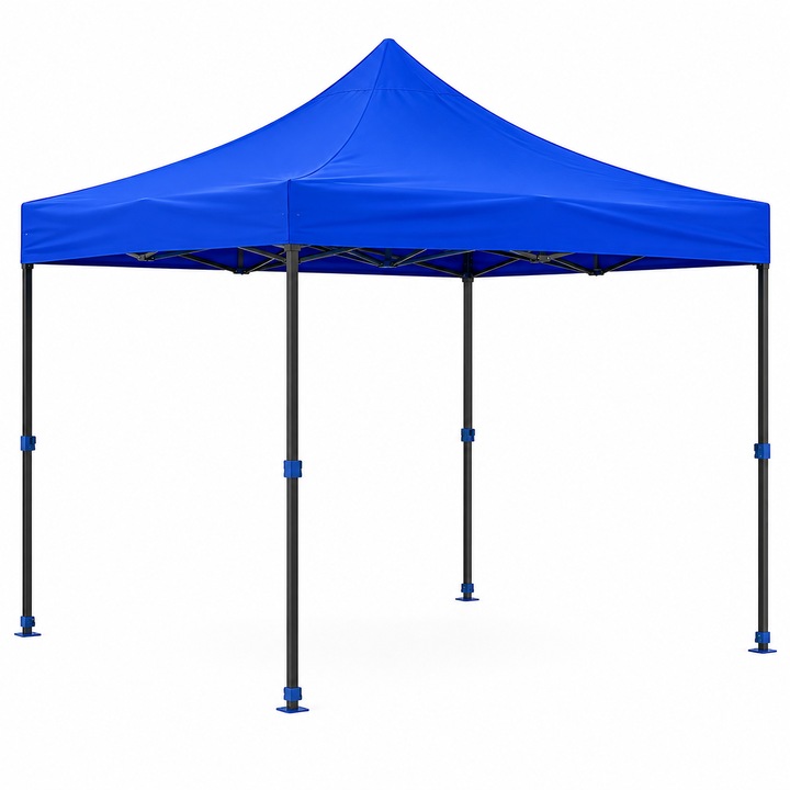 Összecsukható pavilon sátor típusú, 3 m x 3 m kerti és rendezvényekre, vízálló, megerősített fémvázzal és Oxford 420D PVC tetővel, kék