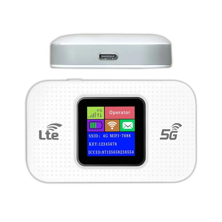 4G LTE Hordozható WiFi Router, Bytelike, Globálisan Függetlenített. Erős 3000mAh Akkumulátor, Mobil Hotspot Akár 10 Eszközhöz, LCD Kijelző, SIM Foglalat