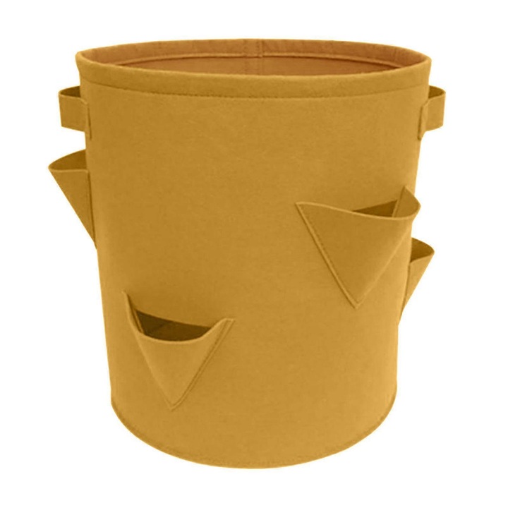 Saci pentru plantare capsuni, 8 gauri, verde, 22x38cm, material PE