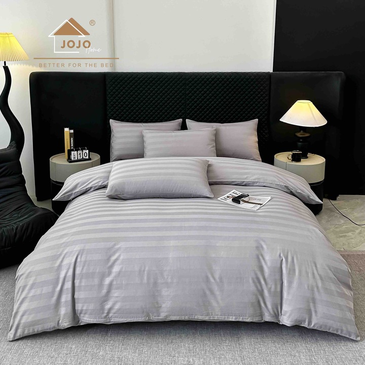 Damasc lux, 6 darab, 100% pamut. gumis lepedő 180X200+30, JOJO HOME, világosszürke
