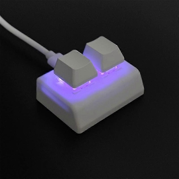 Tastatura mecanica mini, alb, 52x48x30mm, USB, cu suport incheietura, pentru gaming si laptop