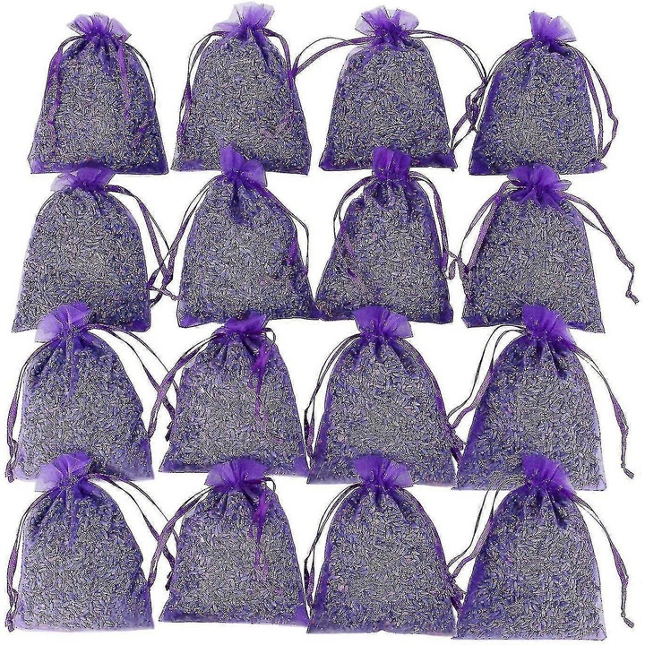 Flori uscate lavanda naturala 0.55 lb, set 16 pungi parfumate antimol, multicolor