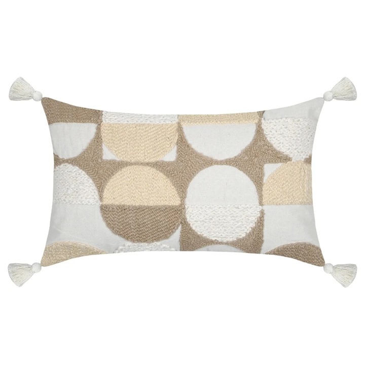 Perna Decorativa Balma 30x50cm, MoftX, Culoare Nisip, 55% Bumbac 45% Poliester