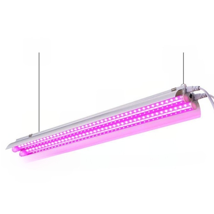 Kettős növénynevelő lámpa, 50 cm, T5, LED technológia, nem károsítja a növényeket, alkalmas a teljes növekedési ciklusra
