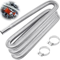 Teava evacuare din din Otel Inoxidabil cu cleme, 200cm x 2.5cm, pentru Incazlitor Auxiliar Diesel Parcare Auto, Argintiu
