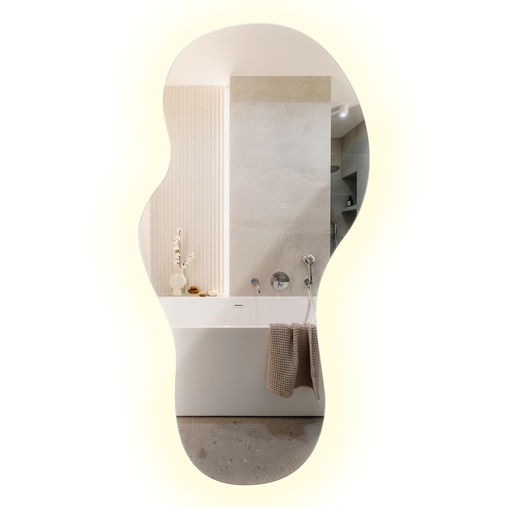 Aszimmetrikus LED tükör, modern, Tulup, organikus, 4000 K (Semleges), 40 x 80 cm, 010390550262900000000