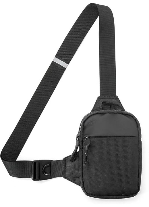 Crossbody táska, fekete, 14x19cm, állítható, vízálló