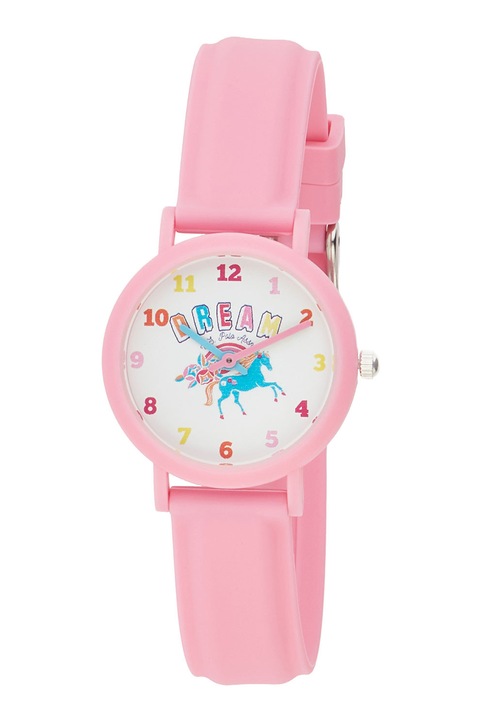 U.S. Polo Assn., Ceas quartz din otel inoxidabi cu curea din silicon, Roz
