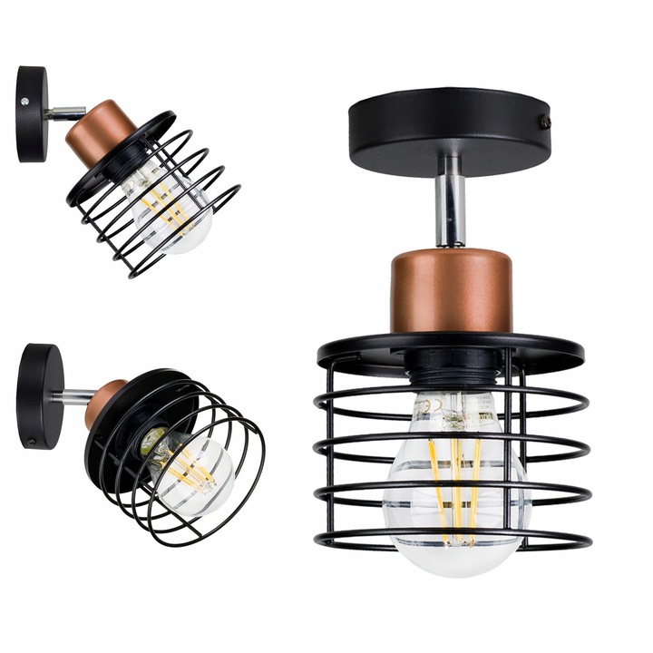 Lampa Plafon LOFT Metallic E27, Design Modern, 60W
