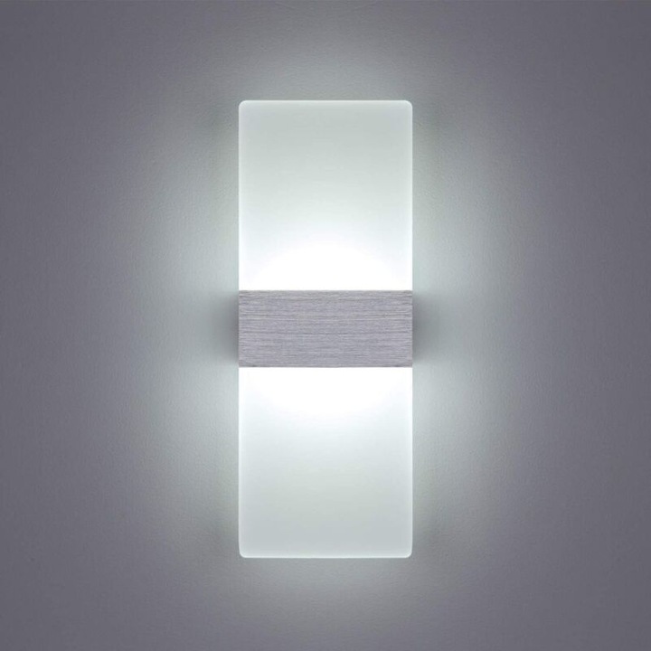LED аплик за стена 6W, модерен дизайн, студено бяло, 29x11x4.5cm