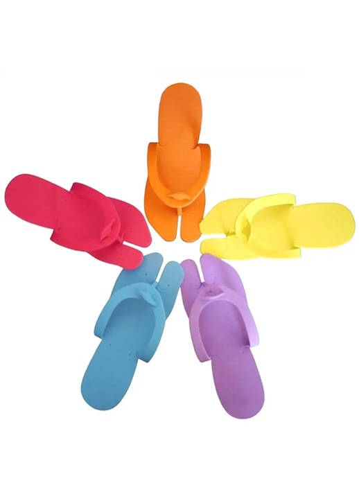 Papuci colorati Eva pentru saloanele cosmetice, set 12 bucati